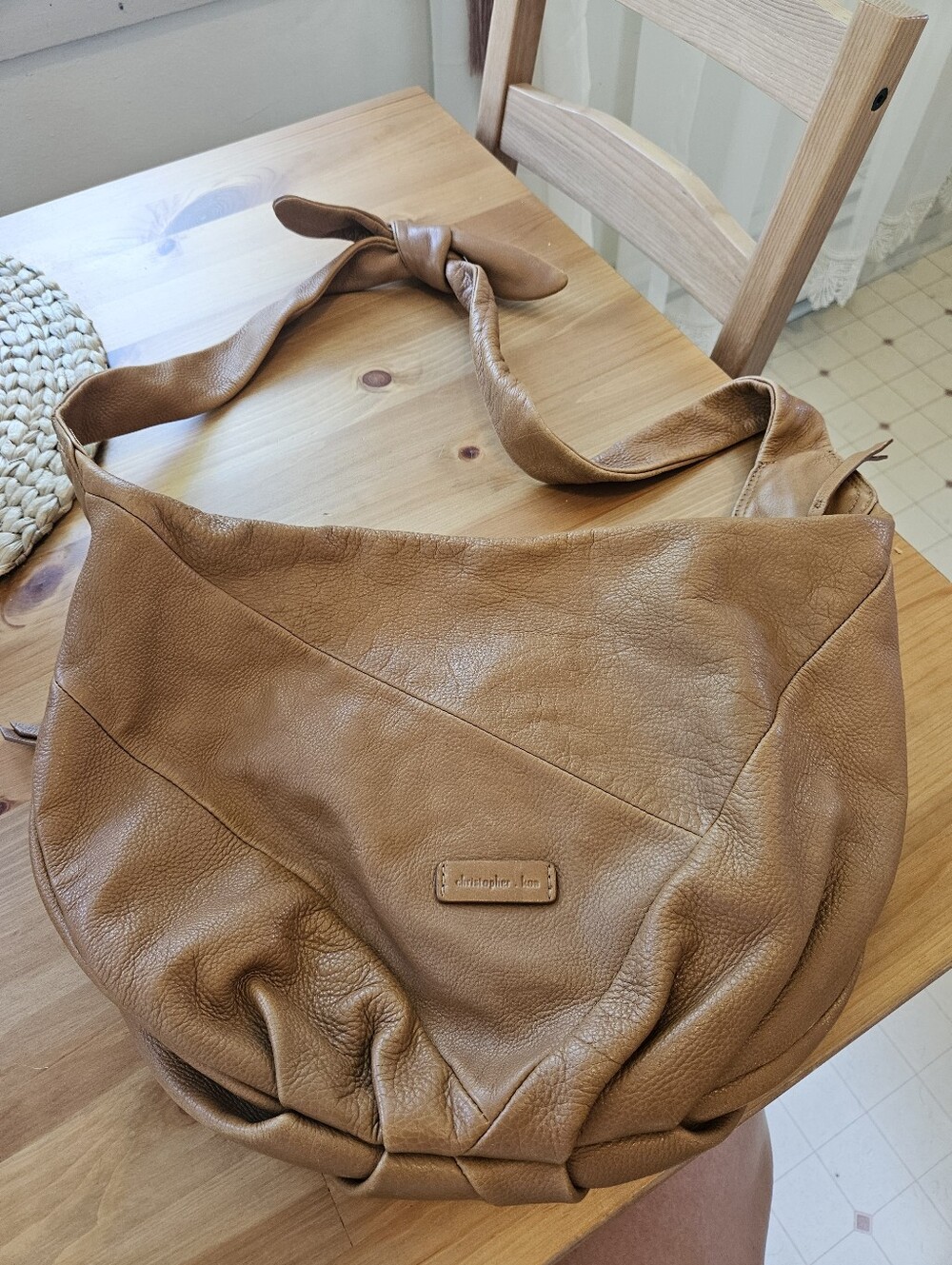 Christopher Kon slouchy tan leather hobo bag